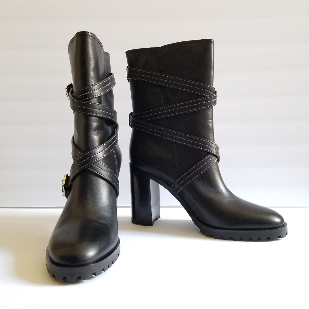 Gianvito Rossi Maren Leather Buckle Calf Boots Size EU 40 Black - Picture 9 of 13